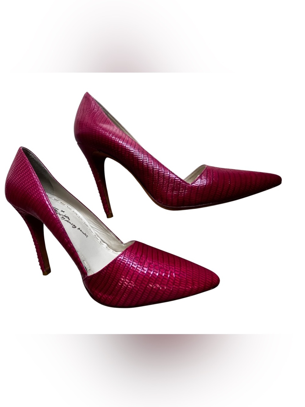 Alice + Olivia Fuchsia Embossed Leather Pointed Toe Stiletto Pumps EU 40 US 9.5